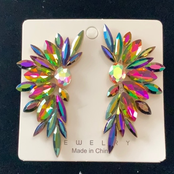 Jewelry - Rainbow Topaz Color  Crystal Statement Earrings